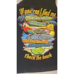 Margaritaville Men's Black Tank Top M (If You Cant Find Me Check The Beach)
